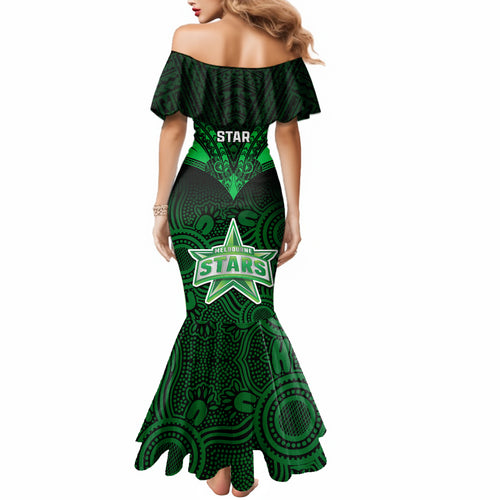 melbourne-stars-cricket-mermaid-dress-2023-unique-indigenous-art-mix-polynesian-pattern