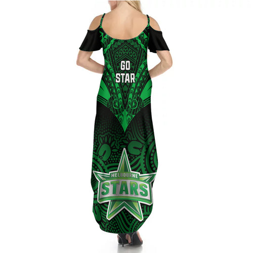 melbourne-stars-cricket-summer-maxi-dress-2023-unique-indigenous-art-mix-polynesian-pattern