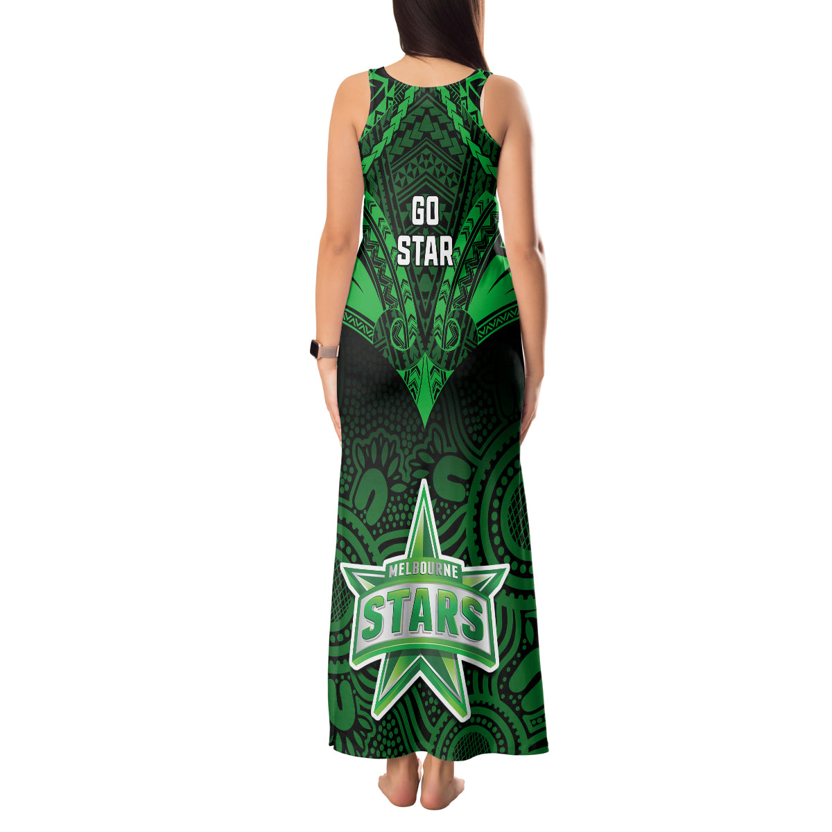 melbourne-stars-cricket-tank-maxi-dress-2023-unique-indigenous-art-mix-polynesian-pattern