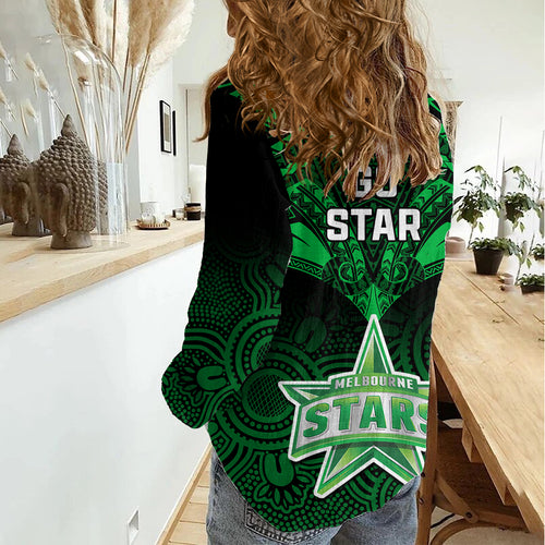 Melbourne Stars Cricket Women Casual Shirt 2023 Unique Indigenous Art Mix Polynesian Pattern LT14