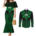 custom-melbourne-stars-cricket-couples-matching-mermaid-dress-and-long-sleeve-button-shirts-2023-unique-indigenous-art-mix-polynesian-pattern