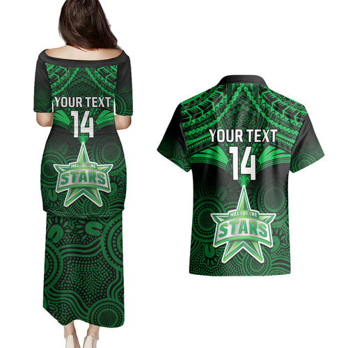 custom-melbourne-stars-cricket-couples-matching-puletasi-dress-and-hawaiian-shirt-2023-unique-indigenous-art-mix-polynesian-pattern