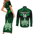 custom-melbourne-stars-cricket-couples-matching-short-sleeve-bodycon-dress-and-long-sleeve-button-shirts-2023-unique-indigenous-art-mix-polynesian-pattern