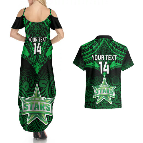 custom-melbourne-stars-cricket-couples-matching-summer-maxi-dress-and-hawaiian-shirt-2023-unique-indigenous-art-mix-polynesian-pattern