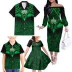 Custom Melbourne Stars Cricket Family Matching Off Shoulder Long Sleeve Dress and Hawaiian Shirt 2023 Unique Indigenous Art Mix Polynesian Pattern LT14