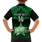 Custom Melbourne Stars Cricket Family Matching Off Shoulder Long Sleeve Dress and Hawaiian Shirt 2023 Unique Indigenous Art Mix Polynesian Pattern LT14