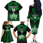 Custom Melbourne Stars Cricket Family Matching Off Shoulder Long Sleeve Dress and Hawaiian Shirt 2023 Unique Indigenous Art Mix Polynesian Pattern LT14
