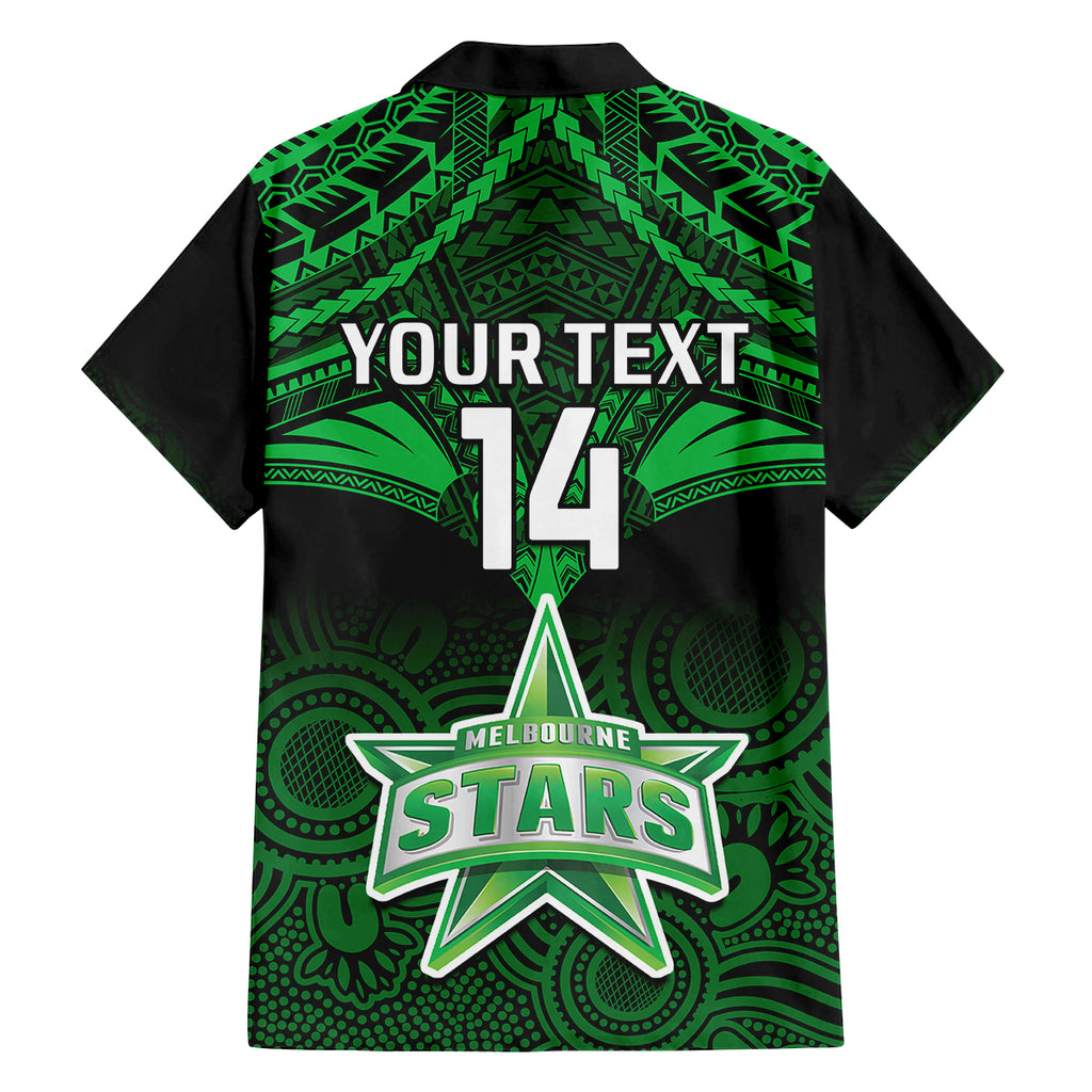 Custom Melbourne Stars Cricket Family Matching Off Shoulder Long Sleeve Dress and Hawaiian Shirt 2023 Unique Indigenous Art Mix Polynesian Pattern LT14