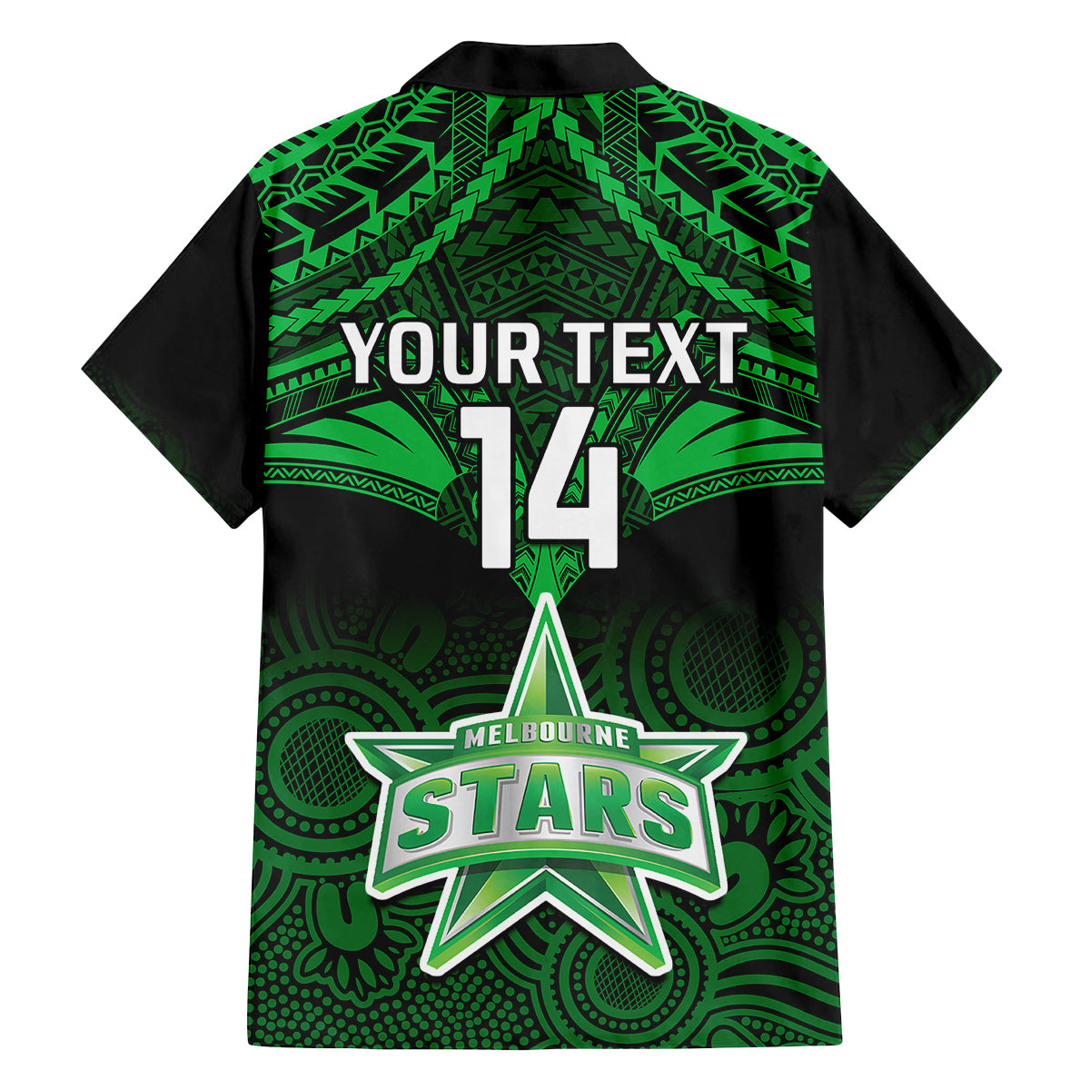 Custom Melbourne Stars Cricket Family Matching Off Shoulder Long Sleeve Dress and Hawaiian Shirt 2023 Unique Indigenous Art Mix Polynesian Pattern LT14