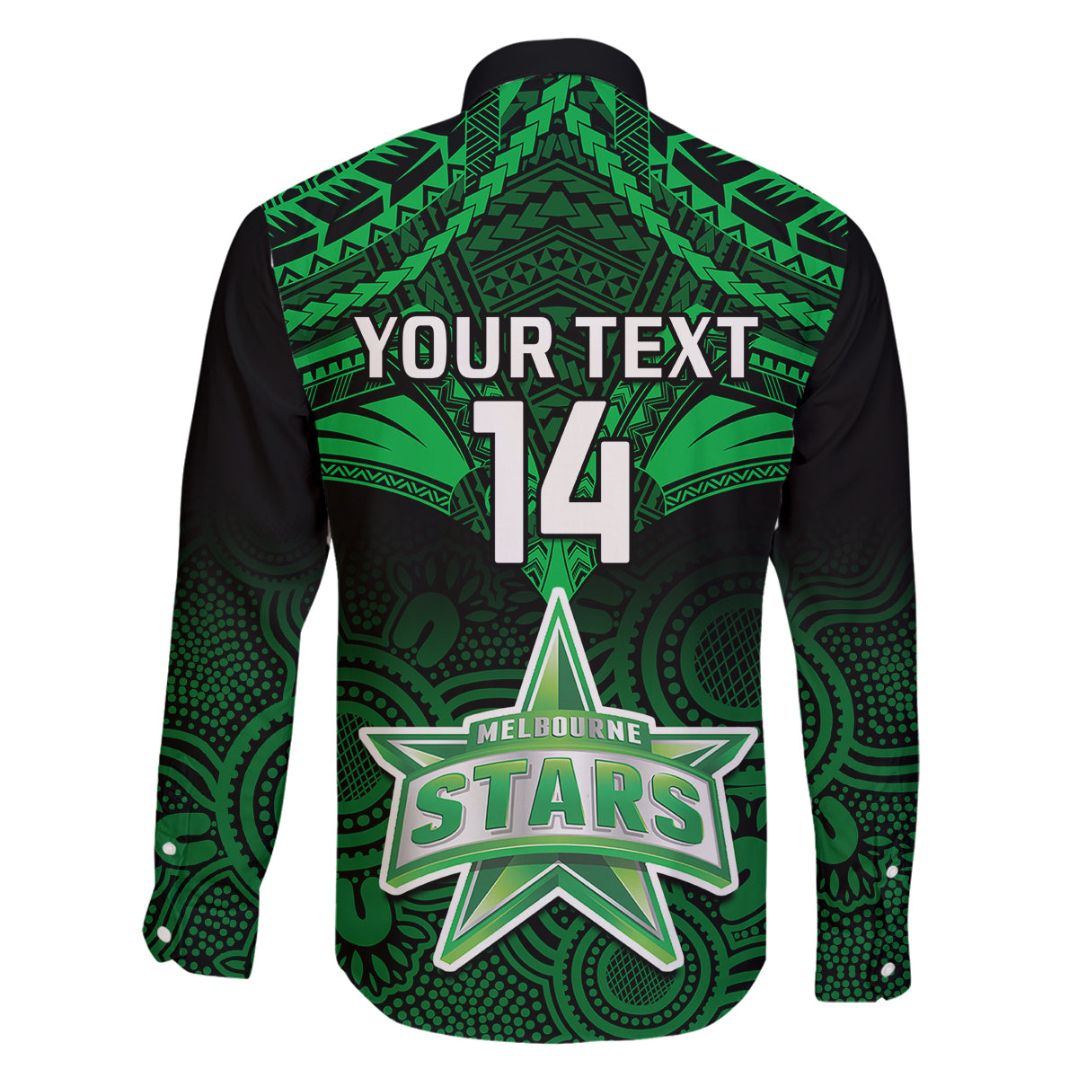 Custom Melbourne Stars Cricket Family Matching Off Shoulder Long Sleeve Dress and Hawaiian Shirt 2023 Unique Indigenous Art Mix Polynesian Pattern LT14