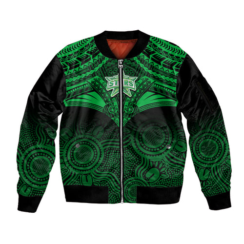 custom-melbourne-stars-cricket-sleeve-zip-bomber-jacket-2023-unique-indigenous-art-mix-polynesian-pattern