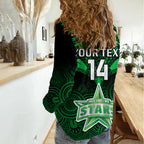 Custom Melbourne Stars Cricket Women Casual Shirt 2023 Unique Indigenous Art Mix Polynesian Pattern LT14