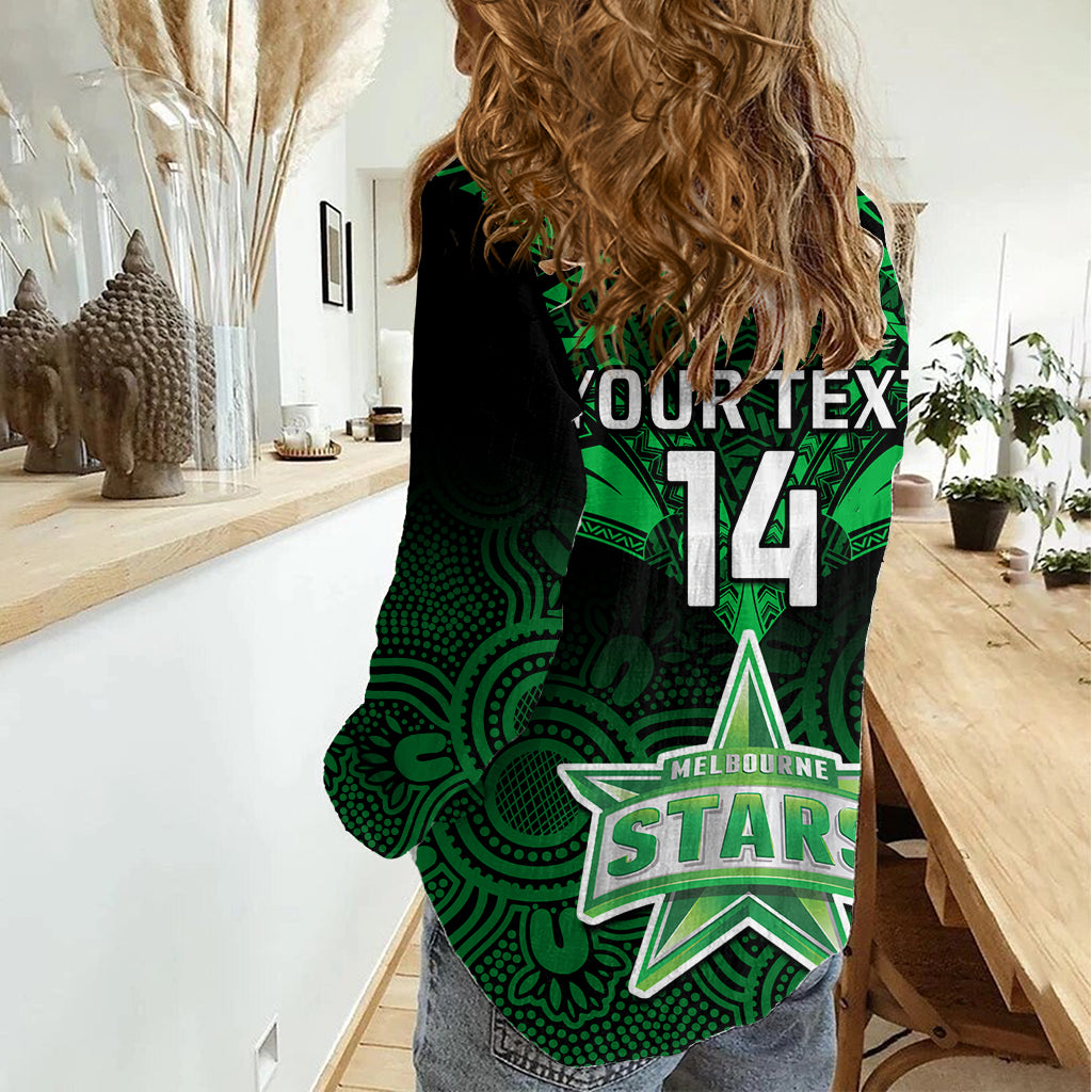 Custom Melbourne Stars Cricket Women Casual Shirt 2023 Unique Indigenous Art Mix Polynesian Pattern LT14