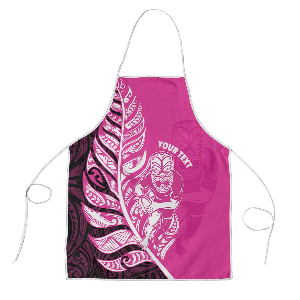 New Zealand Silver Fern Rugby Custom Apron All Black Maori Pattern Pink - Aussie Hoodie