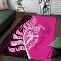 New Zealand Silver Fern Rugby Custom Area Rug All Black Maori Pattern Pink - Aussie Hoodie
