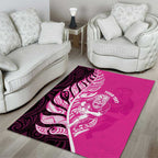 New Zealand Silver Fern Rugby Custom Area Rug All Black Maori Pattern Pink - Aussie Hoodie