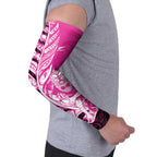 New Zealand Silver Fern Rugby Custom Arm Sleeves All Black Maori Pattern Pink - Aussie Hoodie