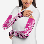 New Zealand Silver Fern Rugby Custom Arm Sleeves All Black Maori Pattern Pink - Aussie Hoodie
