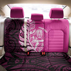 New Zealand Silver Fern Rugby Custom Back Car Seat Cover All Black Maori Pattern Pink - Aussie Hoodie