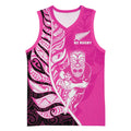 New Zealand Silver Fern Rugby Custom Basketball Jersey All Black Maori Pattern Pink - Aussie Hoodie