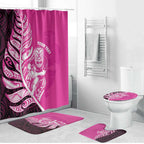 New Zealand Silver Fern Rugby Custom Bathroom Set All Black Maori Pattern Pink - Aussie Hoodie