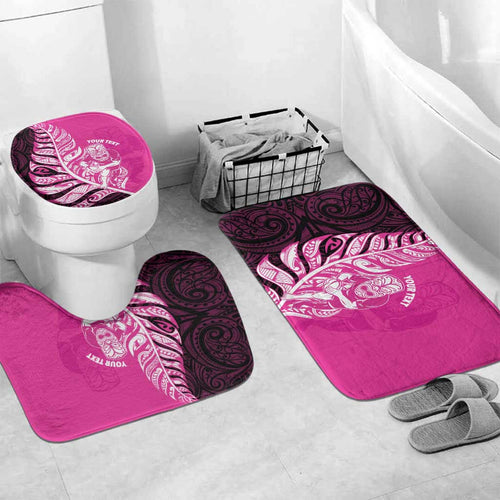 New Zealand Silver Fern Rugby Custom Bathroom Set All Black Maori Pattern Pink - Aussie Hoodie