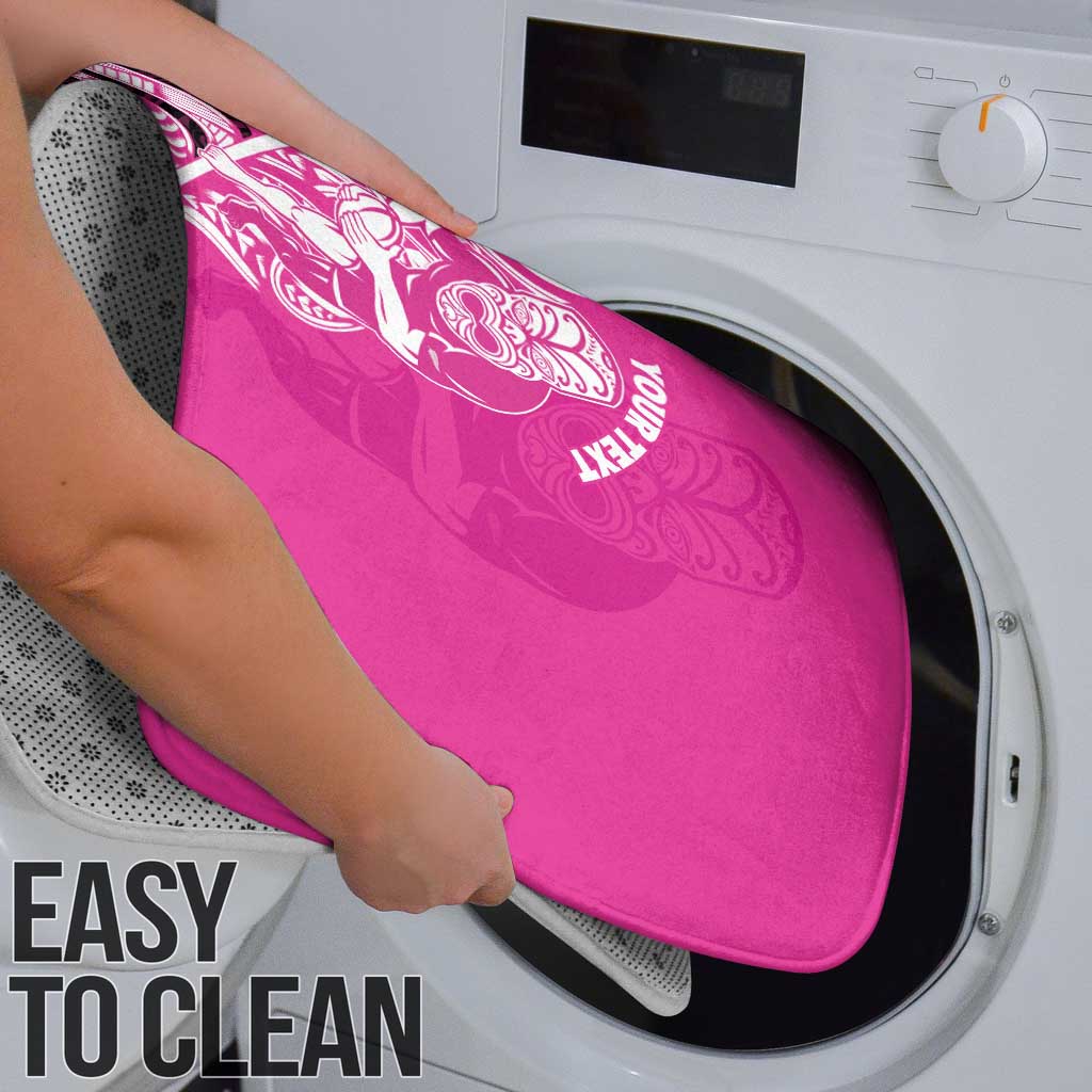 New Zealand Silver Fern Rugby Custom Bathroom Set All Black Maori Pattern Pink - Aussie Hoodie