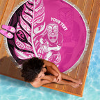 New Zealand Silver Fern Rugby Custom Beach Blanket All Black Maori Pattern Pink - Aussie Hoodie