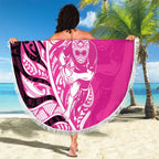 New Zealand Silver Fern Rugby Custom Beach Blanket All Black Maori Pattern Pink - Aussie Hoodie