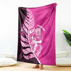 New Zealand Silver Fern Rugby Custom Blanket All Black Maori Pattern Pink - Aussie Hoodie