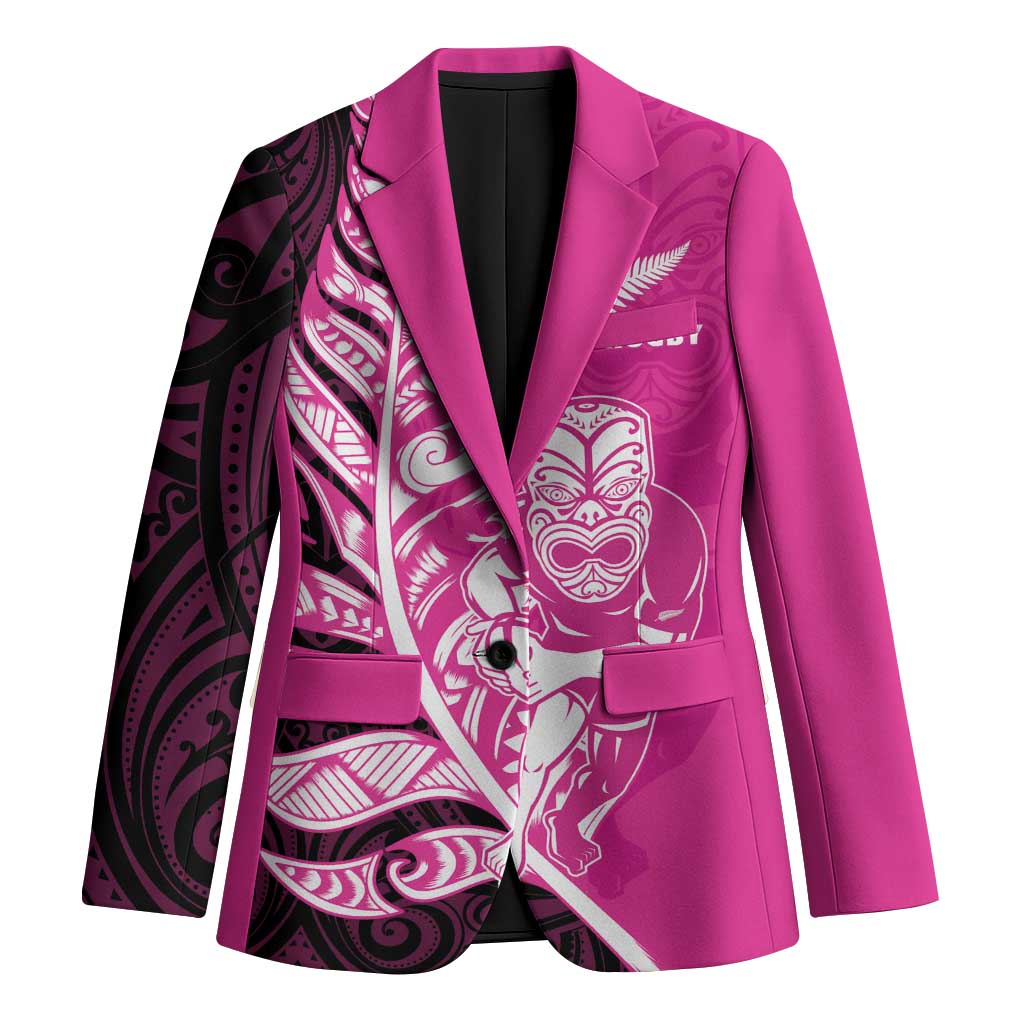 New Zealand Silver Fern Rugby Custom Blazer All Black Maori Pattern Pink - Aussie Hoodie