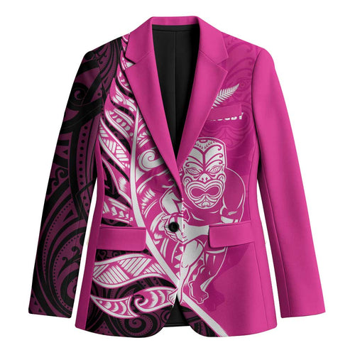 New Zealand Silver Fern Rugby Custom Blazer All Black Maori Pattern Pink - Aussie Hoodie