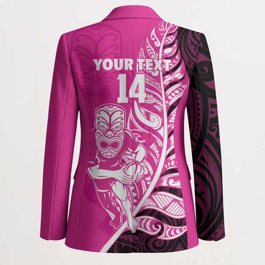 New Zealand Silver Fern Rugby Custom Blazer All Black Maori Pattern Pink - Aussie Hoodie