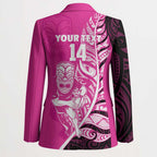 New Zealand Silver Fern Rugby Custom Blazer All Black Maori Pattern Pink - Aussie Hoodie