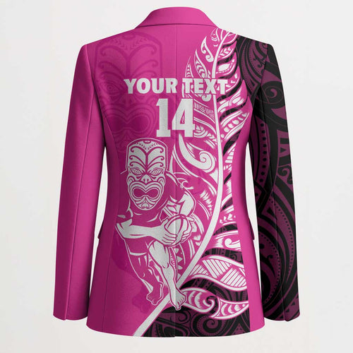 New Zealand Silver Fern Rugby Custom Blazer All Black Maori Pattern Pink - Aussie Hoodie