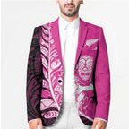 New Zealand Silver Fern Rugby Custom Blazer All Black Maori Pattern Pink - Aussie Hoodie
