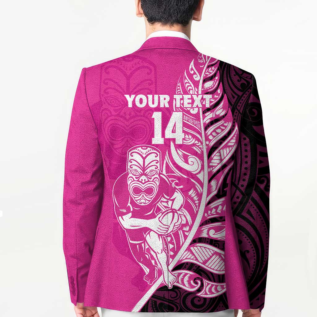 New Zealand Silver Fern Rugby Custom Blazer All Black Maori Pattern Pink - Aussie Hoodie