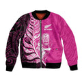 New Zealand Silver Fern Rugby Custom Bomber Jacket All Black Maori Pattern Pink - Aussie Hoodie