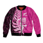 New Zealand Silver Fern Rugby Custom Bomber Jacket All Black Maori Pattern Pink - Aussie Hoodie