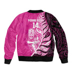 New Zealand Silver Fern Rugby Custom Bomber Jacket All Black Maori Pattern Pink - Aussie Hoodie