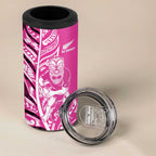 New Zealand Silver Fern Rugby Custom 4 in 1 Can Cooler Tumbler All Black Maori Pattern Pink - Aussie Hoodie