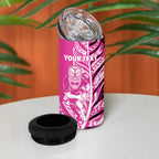 New Zealand Silver Fern Rugby Custom 4 in 1 Can Cooler Tumbler All Black Maori Pattern Pink - Aussie Hoodie