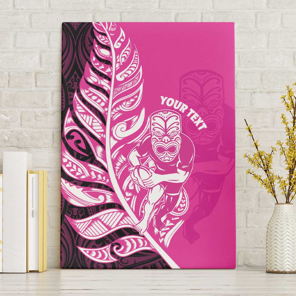 New Zealand Silver Fern Rugby Custom Canvas Wall Art All Black Maori Pattern Pink - Aussie Hoodie