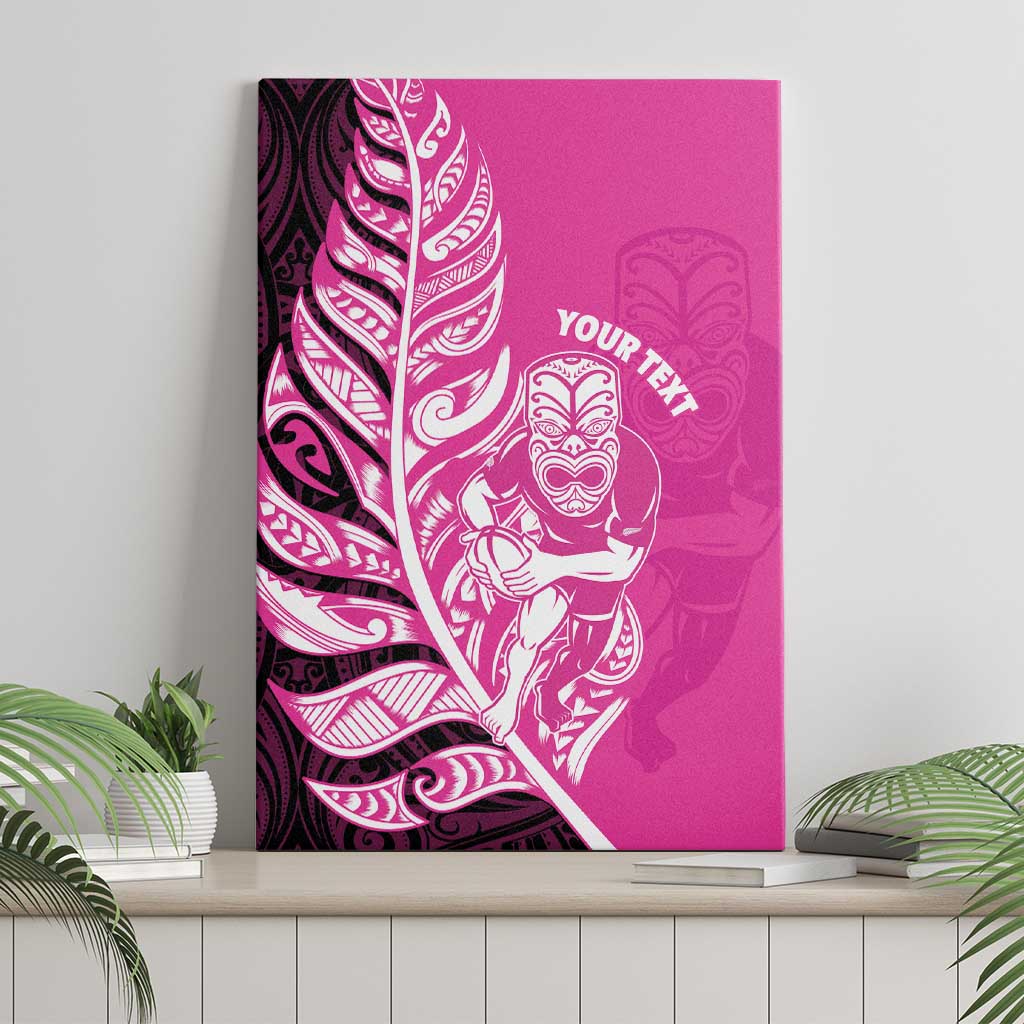 New Zealand Silver Fern Rugby Custom Canvas Wall Art All Black Maori Pattern Pink - Aussie Hoodie