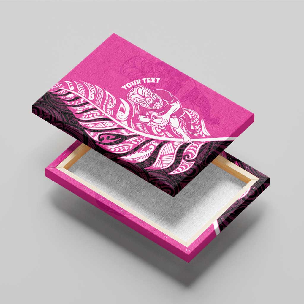 New Zealand Silver Fern Rugby Custom Canvas Wall Art All Black Maori Pattern Pink - Aussie Hoodie