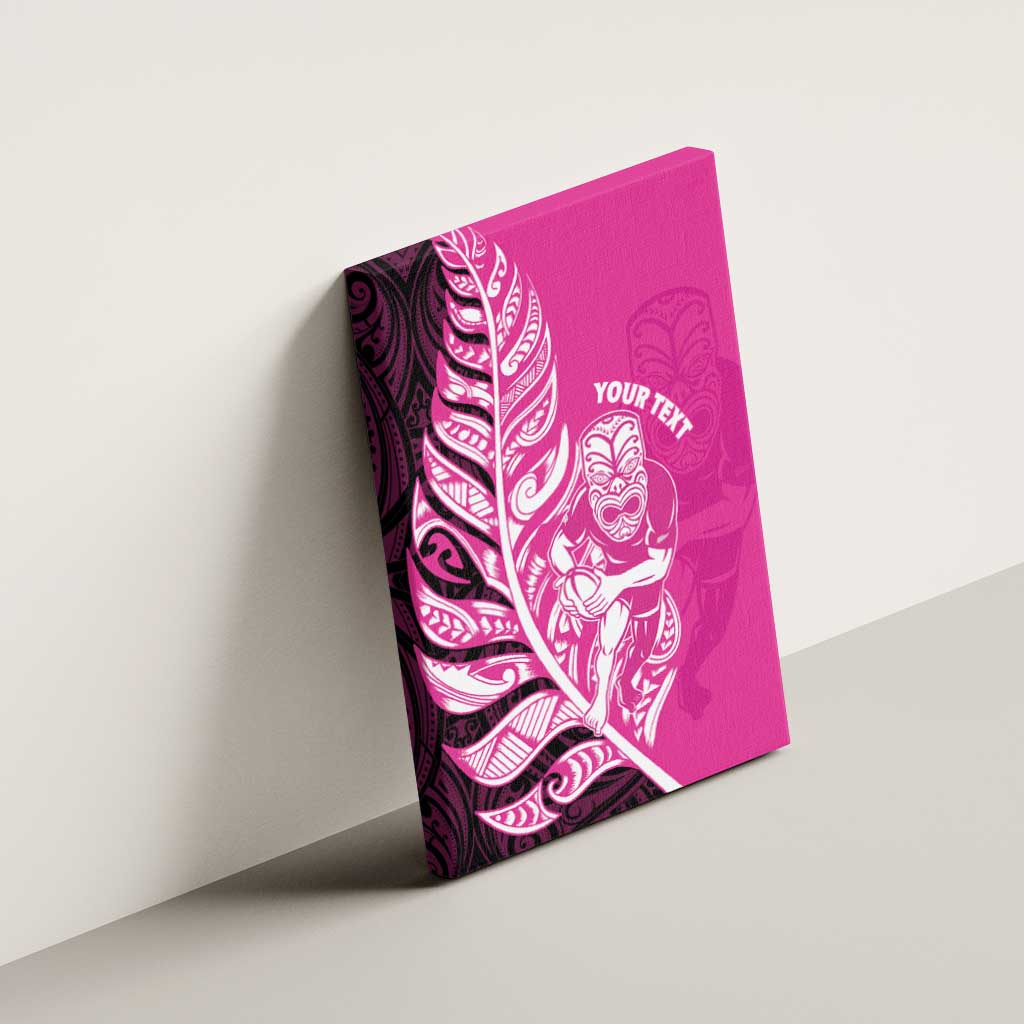 New Zealand Silver Fern Rugby Custom Canvas Wall Art All Black Maori Pattern Pink - Aussie Hoodie