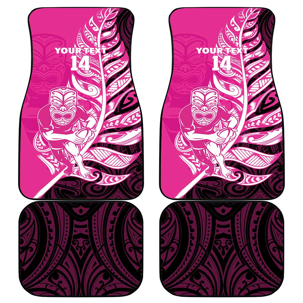 New Zealand Silver Fern Rugby Custom Car Mats All Black Maori Pattern Pink - Aussie Hoodie