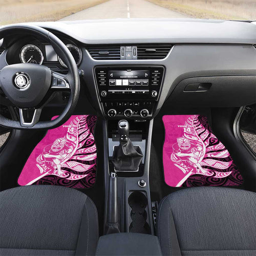 New Zealand Silver Fern Rugby Custom Car Mats All Black Maori Pattern Pink - Aussie Hoodie