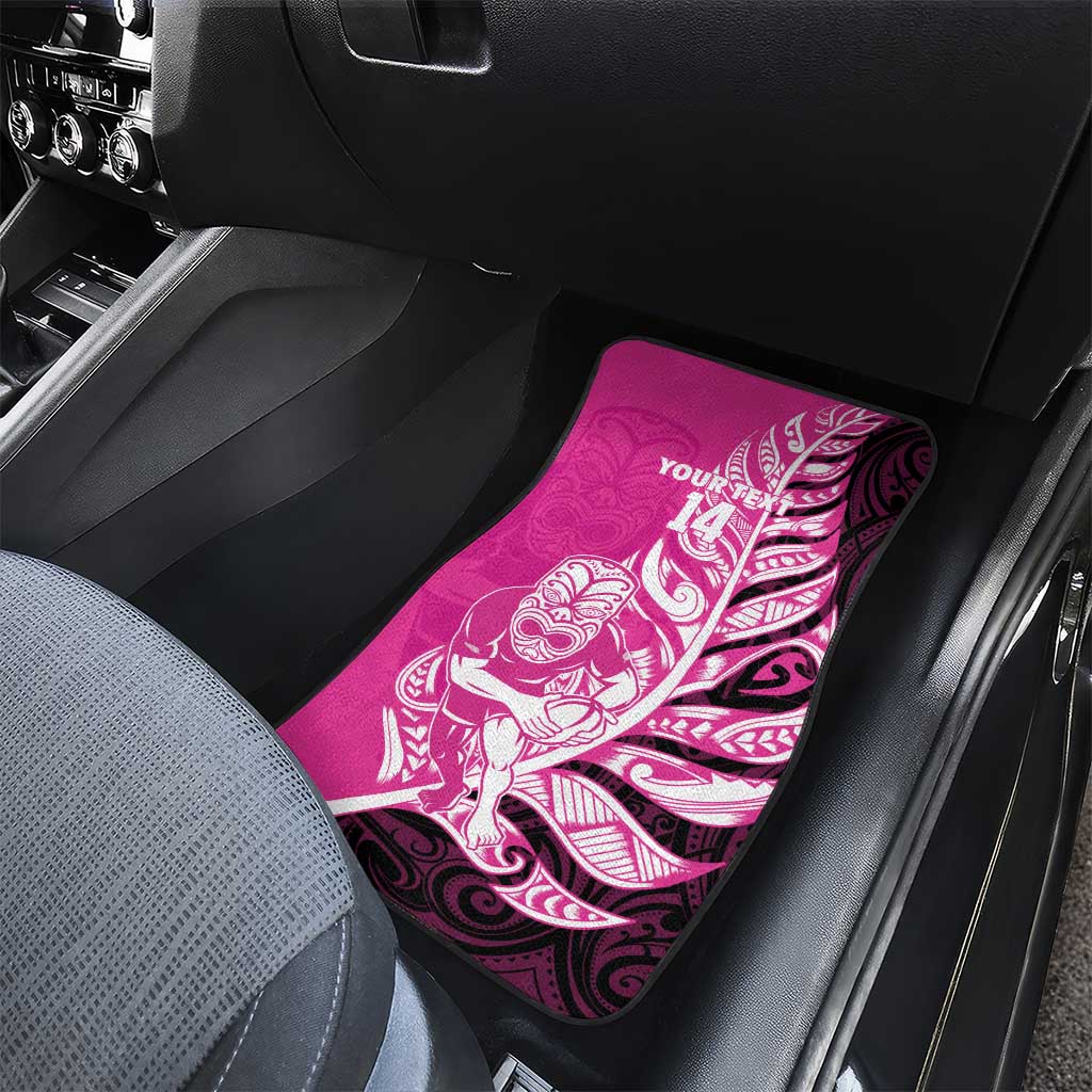 New Zealand Silver Fern Rugby Custom Car Mats All Black Maori Pattern Pink - Aussie Hoodie