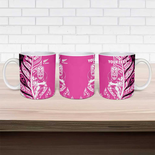 New Zealand Silver Fern Rugby Custom Ceramic Mug All Black Maori Pattern Pink - Aussie Hoodie